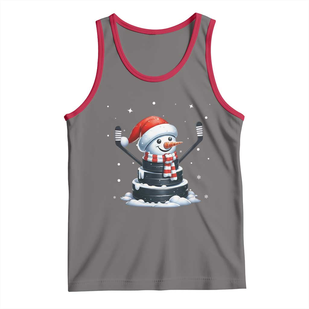 Hockey Puck Snowman Tank Top Funny Holiday Christmas Gift - Wonder Print Shop