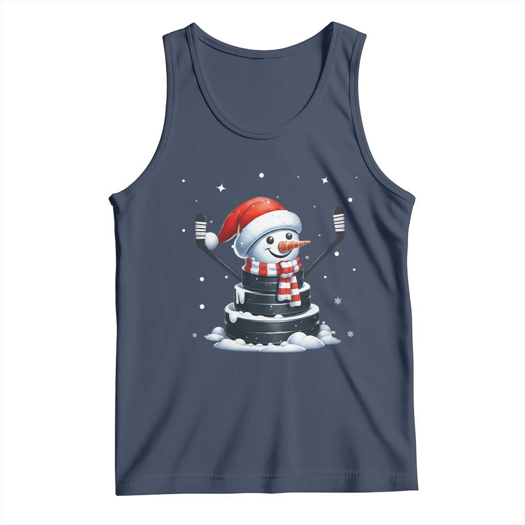 Hockey Puck Snowman Tank Top Funny Holiday Christmas Gift - Wonder Print Shop