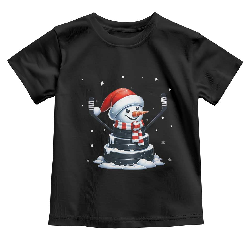 Hockey Puck Snowman Toddler T Shirt Funny Holiday Christmas Gift - Wonder Print Shop