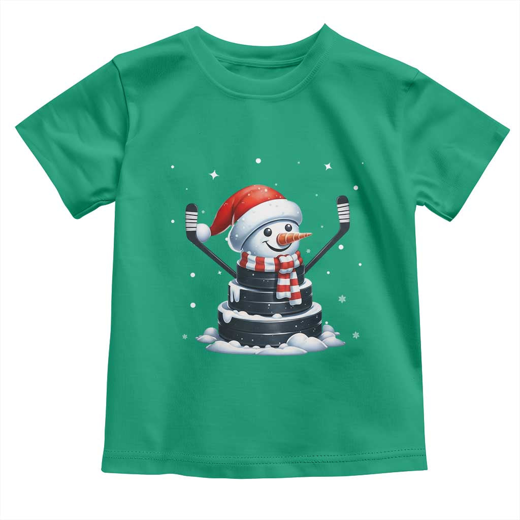 Hockey Puck Snowman Toddler T Shirt Funny Holiday Christmas Gift - Wonder Print Shop