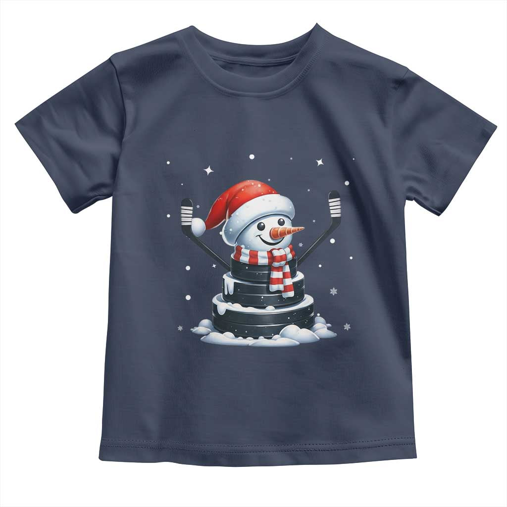 Hockey Puck Snowman Toddler T Shirt Funny Holiday Christmas Gift - Wonder Print Shop