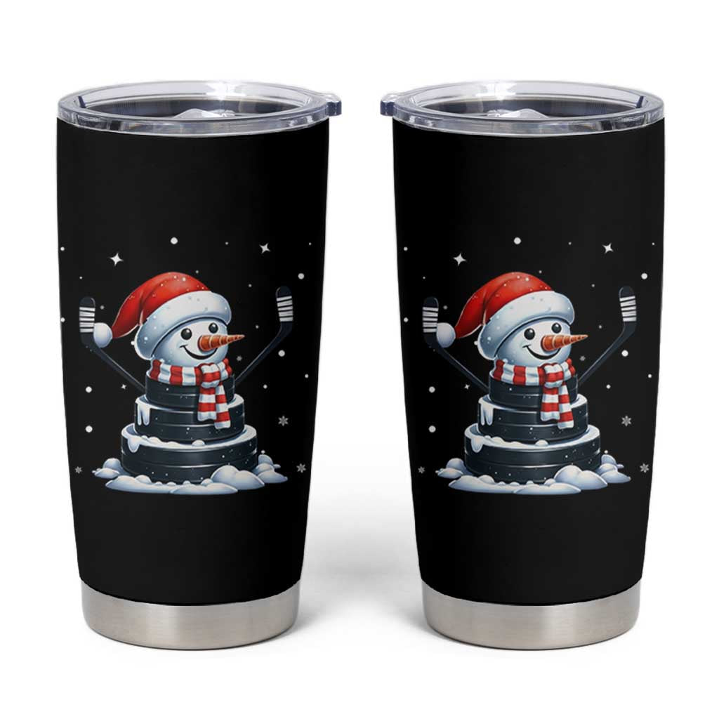 Hockey Puck Snowman Tumbler Cup Funny Holiday Christmas Gift - Wonder Print Shop