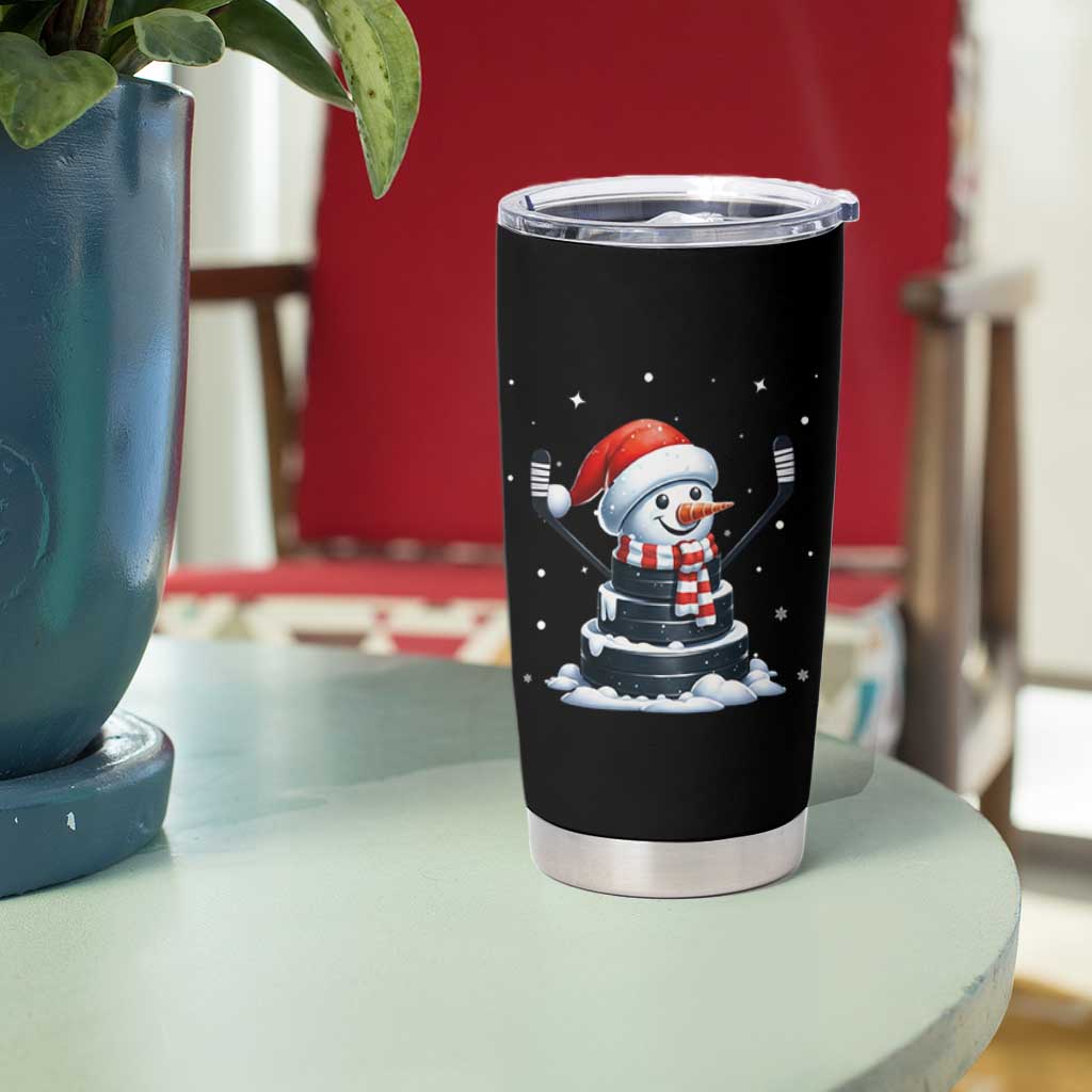 Hockey Puck Snowman Tumbler Cup Funny Holiday Christmas Gift - Wonder Print Shop