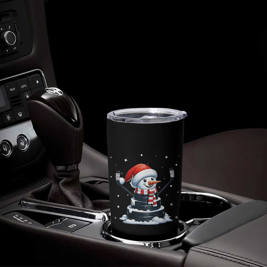 Hockey Puck Snowman Tumbler Cup Funny Holiday Christmas Gift - Wonder Print Shop