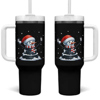 Hockey Puck Snowman Tumbler With Handle Funny Holiday Christmas Gift - Wonder Print Shop