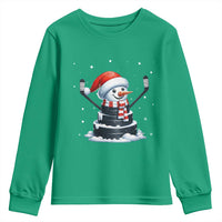 Hockey Puck Snowman Youth Sweatshirt Funny Holiday Christmas Gift - Wonder Print Shop