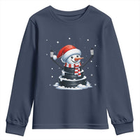 Hockey Puck Snowman Youth Sweatshirt Funny Holiday Christmas Gift - Wonder Print Shop