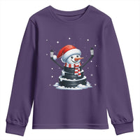 Hockey Puck Snowman Youth Sweatshirt Funny Holiday Christmas Gift - Wonder Print Shop