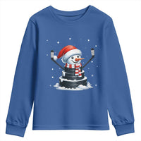 Hockey Puck Snowman Youth Sweatshirt Funny Holiday Christmas Gift - Wonder Print Shop