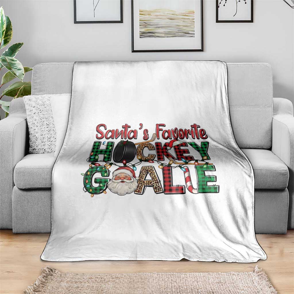 Santa Favorite Hockey Goalie Throw Blanket Funny Christmas Gift - Wonder Print Shop
