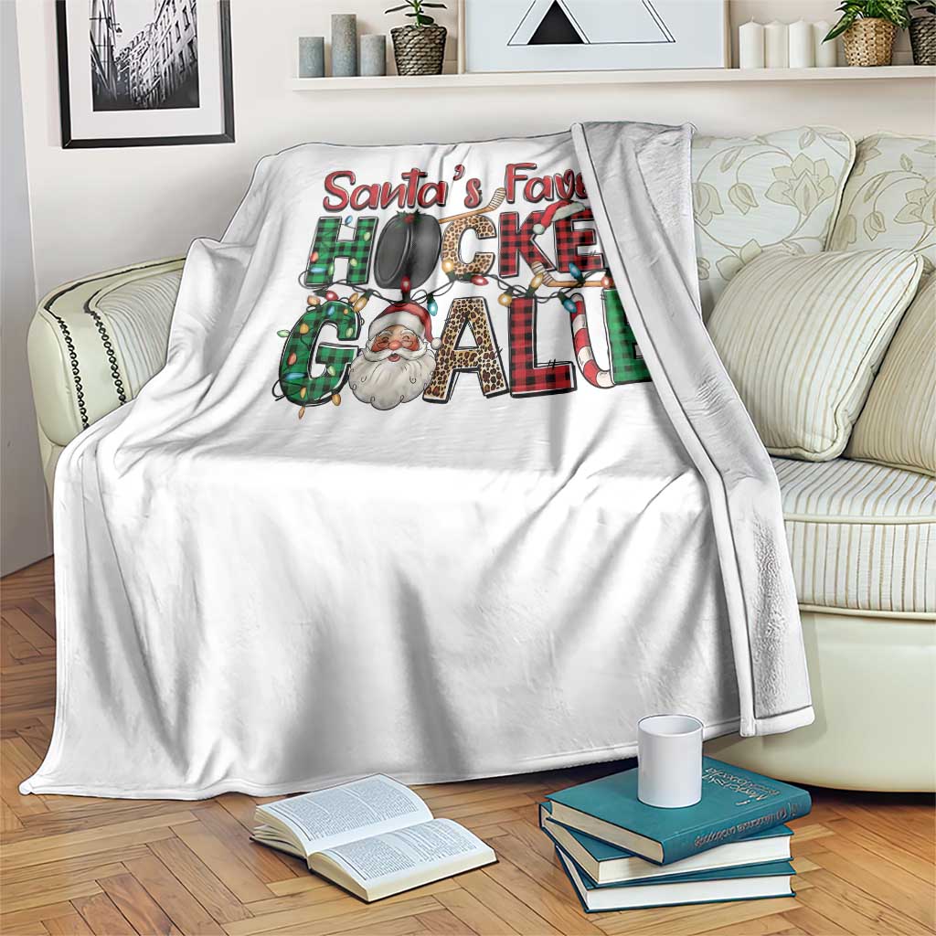 Santa Favorite Hockey Goalie Throw Blanket Funny Christmas Gift - Wonder Print Shop