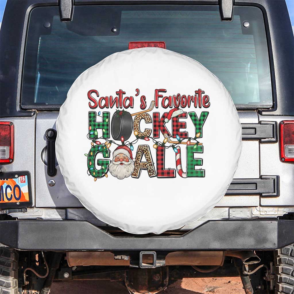 Santa Favorite Hockey Goalie Spare Tire Cover Funny Christmas Gift - Wonder Print Shop
