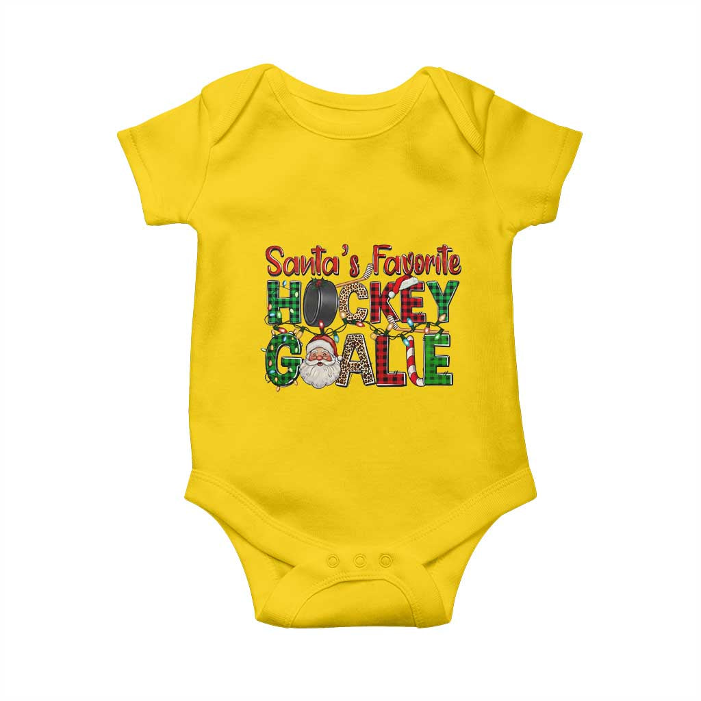 Santa Favorite Hockey Goalie Baby Onesie Funny Christmas Gift - Wonder Print Shop