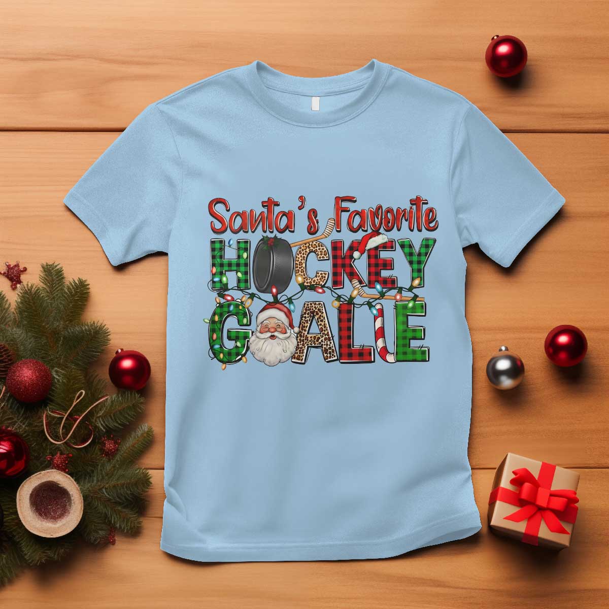 Santa Favorite Hockey Goalie T Shirt Funny Christmas Gift - Wonder Print Shop