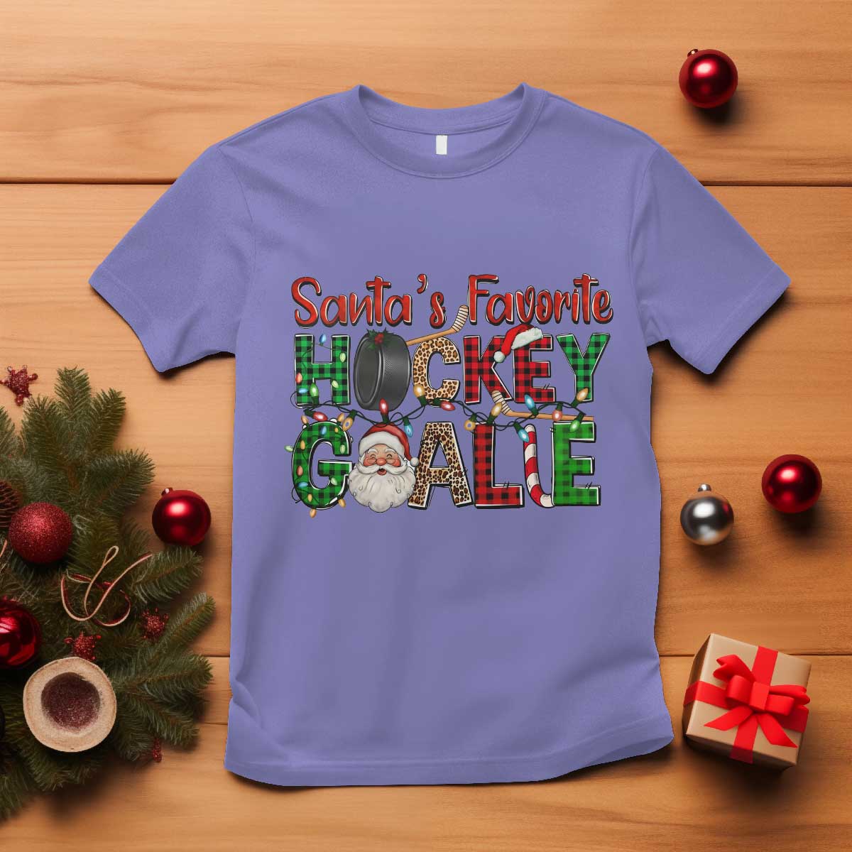 Santa Favorite Hockey Goalie T Shirt Funny Christmas Gift - Wonder Print Shop