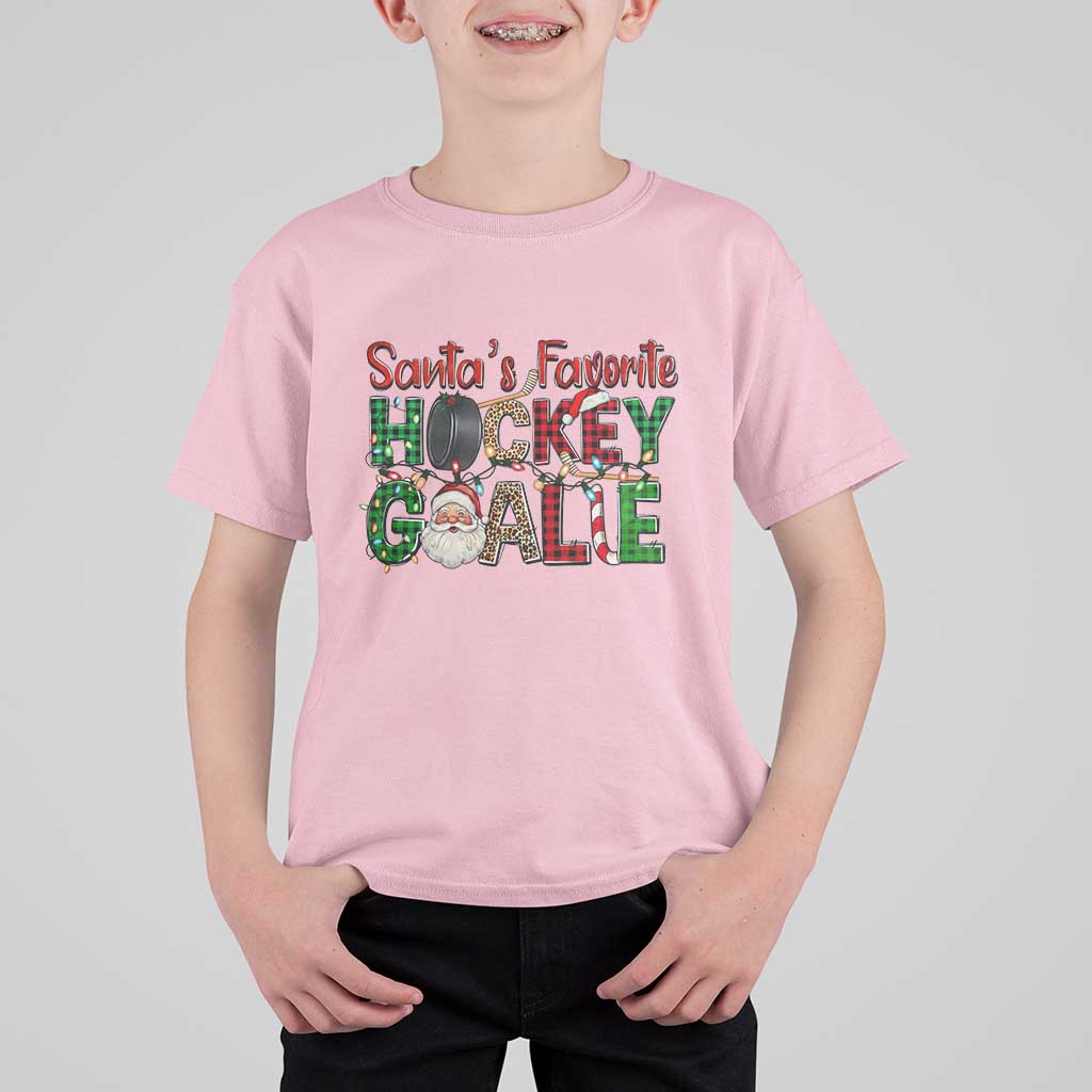 Santa Favorite Hockey Goalie T Shirt For Kid Funny Christmas Gift - Wonder Print Shop