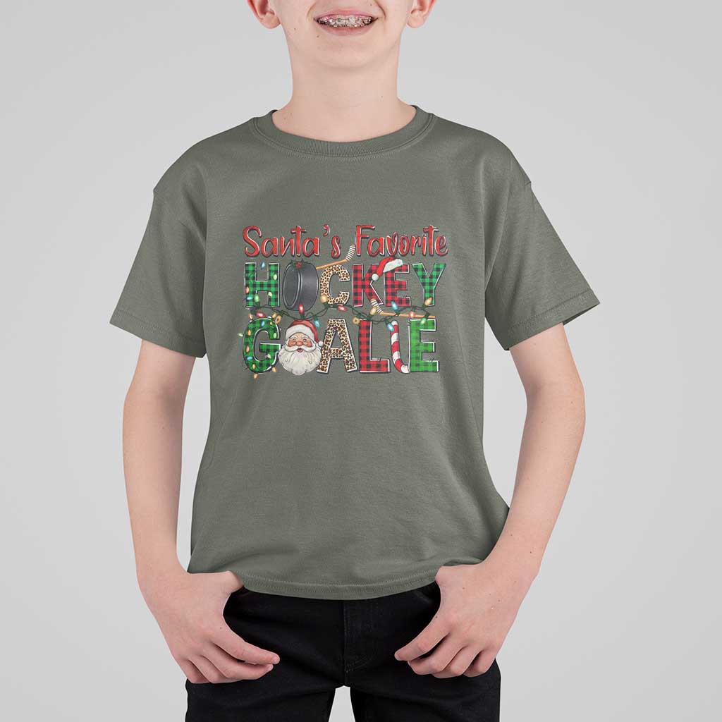 Santa Favorite Hockey Goalie T Shirt For Kid Funny Christmas Gift - Wonder Print Shop