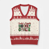 Santa Favorite Hockey Goalie V-Neck Knit Sweater Vest Funny Xmas Gift - Wonder Print Shop