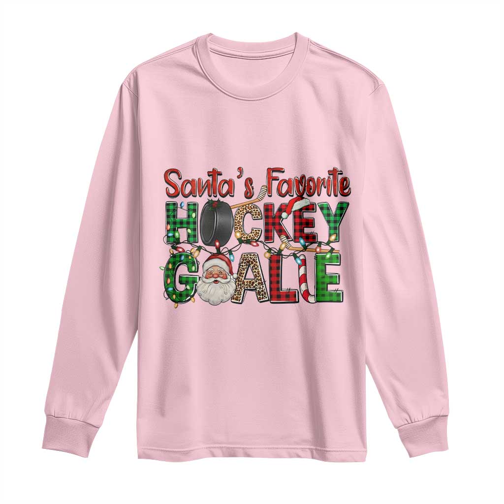Santa Favorite Hockey Goalie Long Sleeve Shirt Funny Christmas Gift - Wonder Print Shop