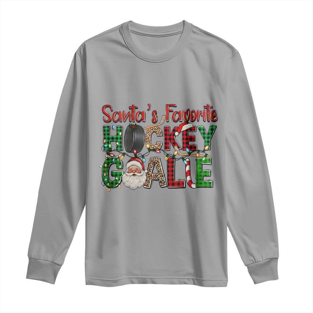 Santa Favorite Hockey Goalie Long Sleeve Shirt Funny Christmas Gift - Wonder Print Shop