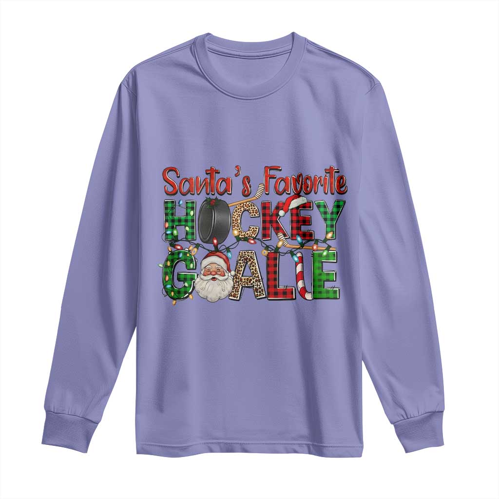 Santa Favorite Hockey Goalie Long Sleeve Shirt Funny Christmas Gift - Wonder Print Shop