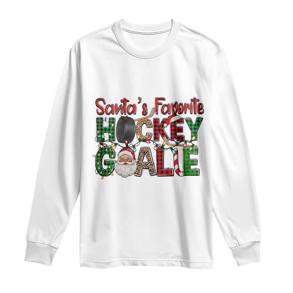 Santa Favorite Hockey Goalie Long Sleeve Shirt Funny Christmas Gift - Wonder Print Shop