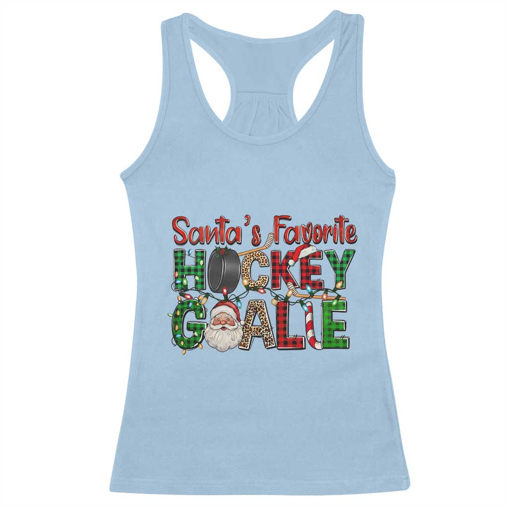 Santa Favorite Hockey Goalie Racerback Tank Top Funny Christmas Gift - Wonder Print Shop