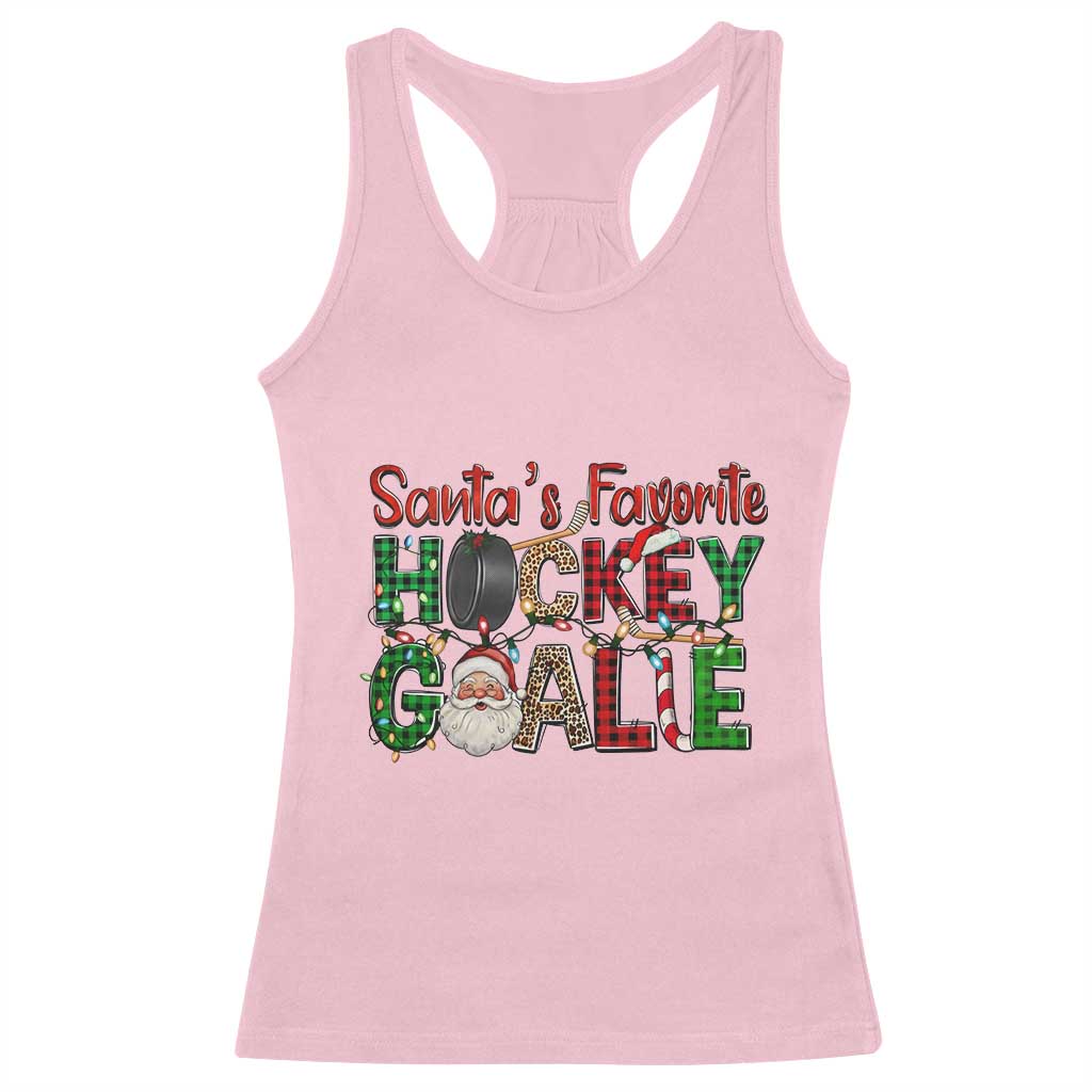 Santa Favorite Hockey Goalie Racerback Tank Top Funny Christmas Gift - Wonder Print Shop