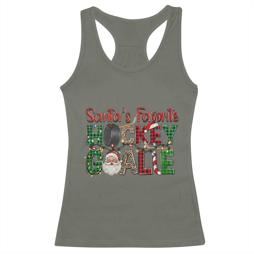 Santa Favorite Hockey Goalie Racerback Tank Top Funny Christmas Gift - Wonder Print Shop