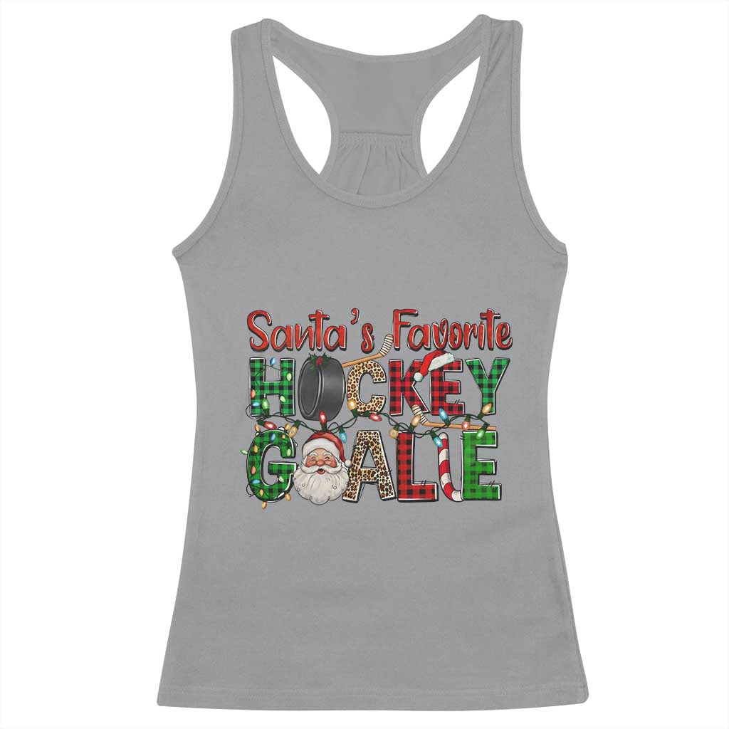 Santa Favorite Hockey Goalie Racerback Tank Top Funny Christmas Gift - Wonder Print Shop