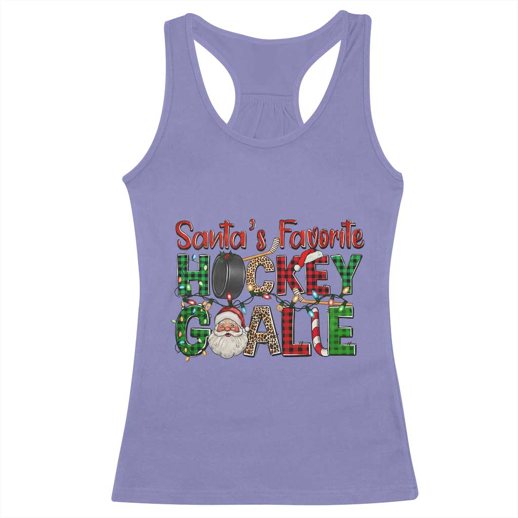 Santa Favorite Hockey Goalie Racerback Tank Top Funny Christmas Gift - Wonder Print Shop