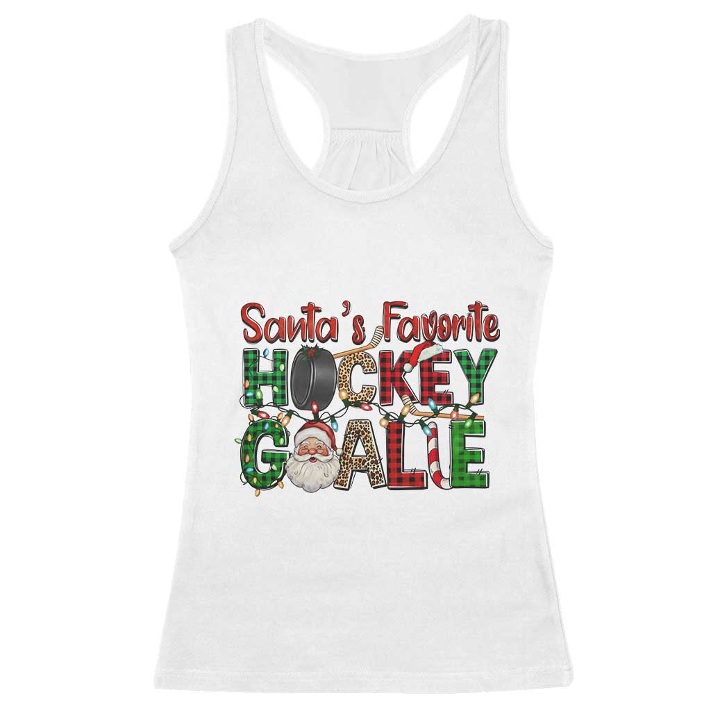 Santa Favorite Hockey Goalie Racerback Tank Top Funny Christmas Gift - Wonder Print Shop