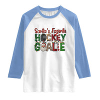 Santa Favorite Hockey Goalie Raglan Shirt Funny Christmas Gift - Wonder Print Shop
