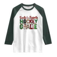 Santa Favorite Hockey Goalie Raglan Shirt Funny Christmas Gift - Wonder Print Shop