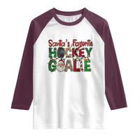 Santa Favorite Hockey Goalie Raglan Shirt Funny Christmas Gift - Wonder Print Shop