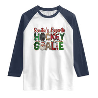 Santa Favorite Hockey Goalie Raglan Shirt Funny Christmas Gift - Wonder Print Shop