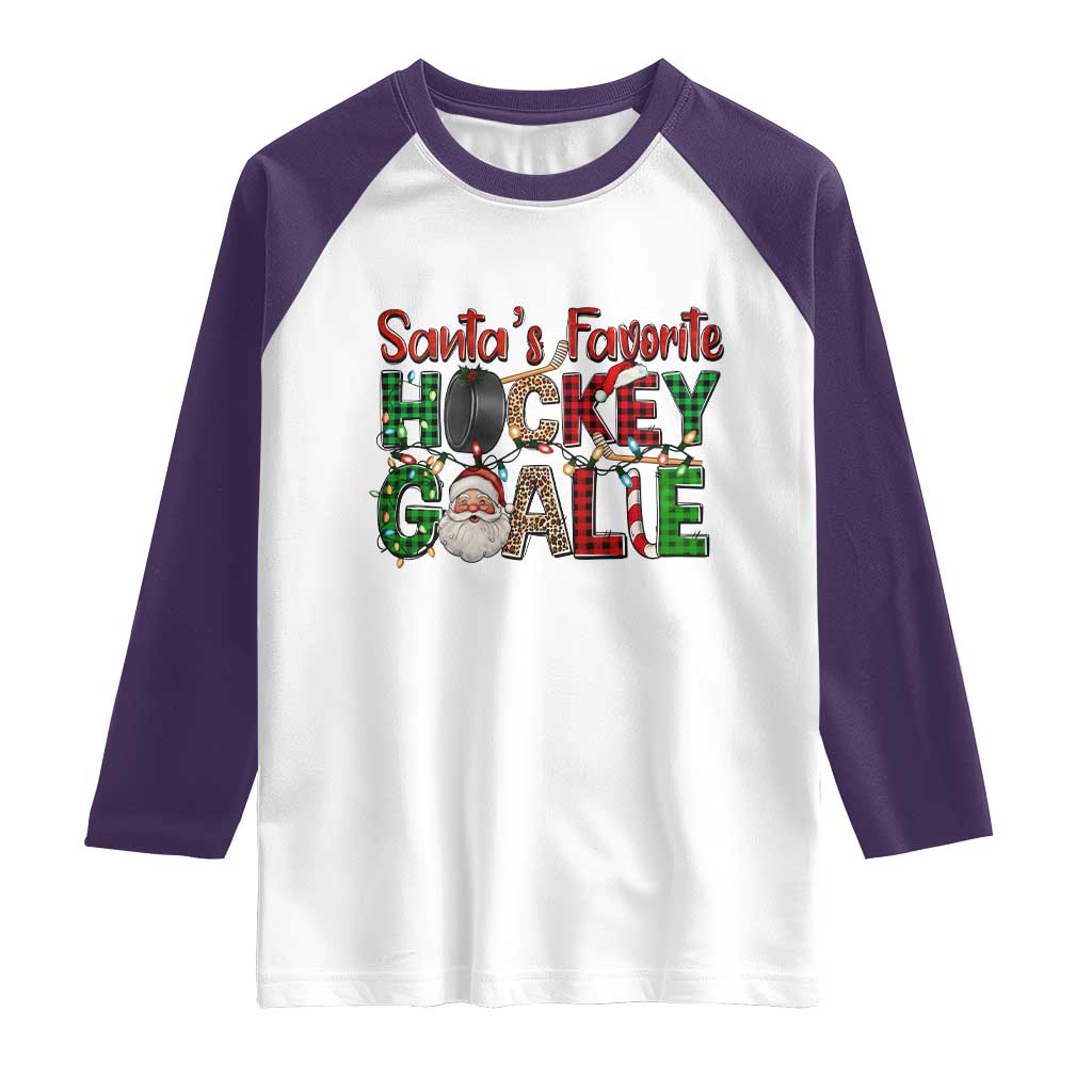 Santa Favorite Hockey Goalie Raglan Shirt Funny Christmas Gift - Wonder Print Shop