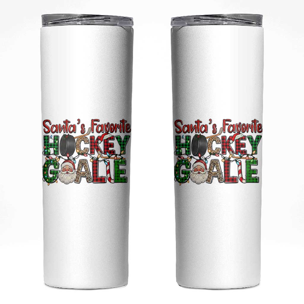 Santa Favorite Hockey Goalie Skinny Tumbler Funny Christmas Gift - Wonder Print Shop