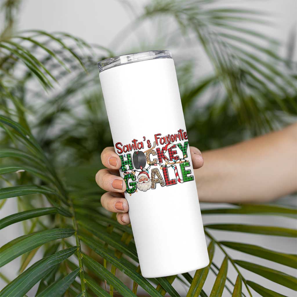 Santa Favorite Hockey Goalie Skinny Tumbler Funny Christmas Gift - Wonder Print Shop