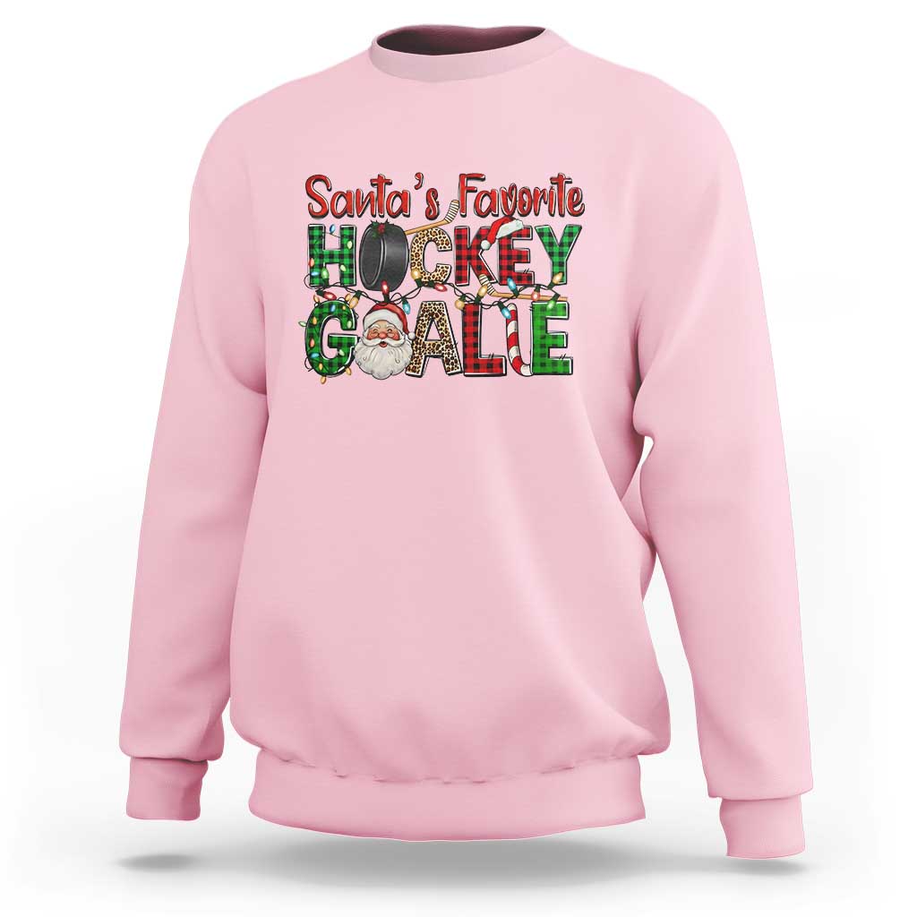 Santa Favorite Hockey Goalie Sweatshirt Funny Christmas Gift - Wonder Print Shop