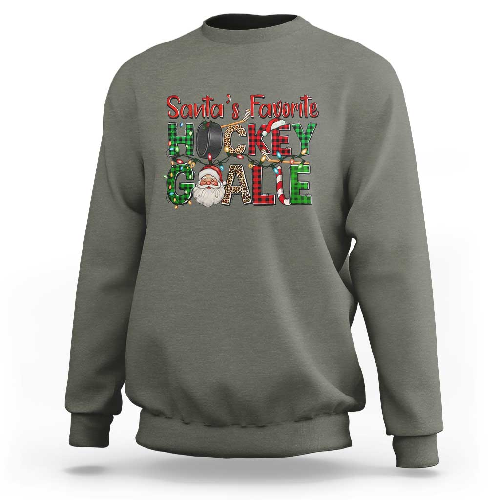 Santa Favorite Hockey Goalie Sweatshirt Funny Christmas Gift - Wonder Print Shop