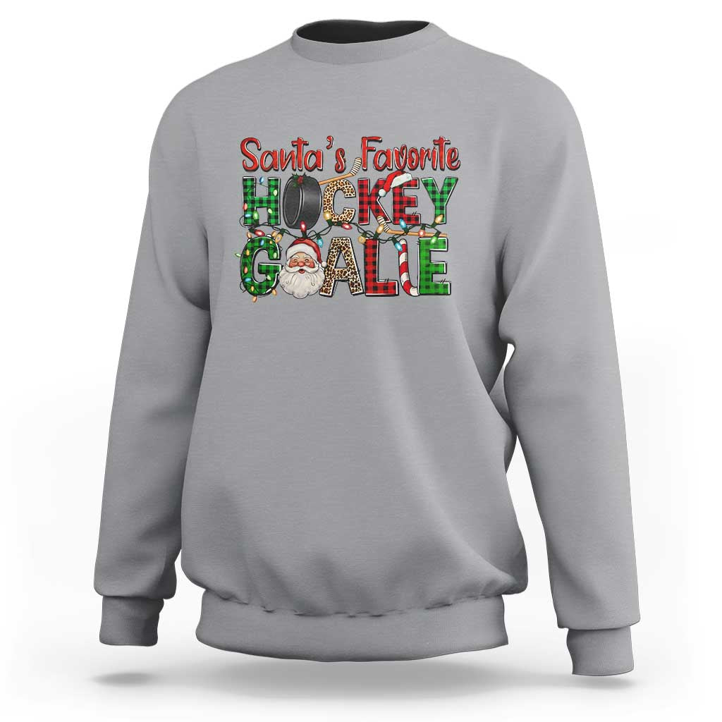 Santa Favorite Hockey Goalie Sweatshirt Funny Christmas Gift - Wonder Print Shop