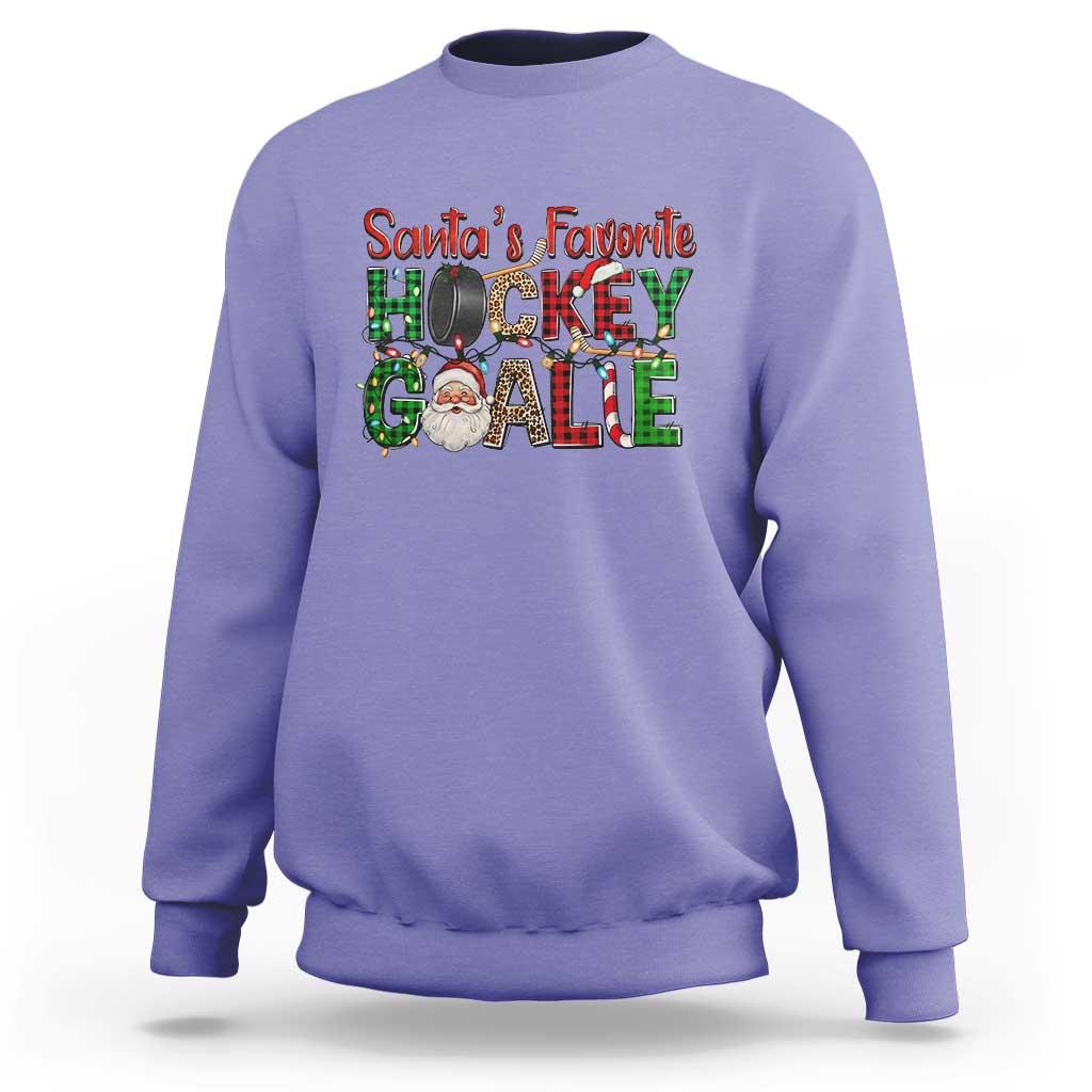 Santa Favorite Hockey Goalie Sweatshirt Funny Christmas Gift - Wonder Print Shop