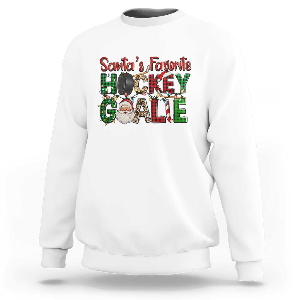 Santa Favorite Hockey Goalie Sweatshirt Funny Christmas Gift - Wonder Print Shop