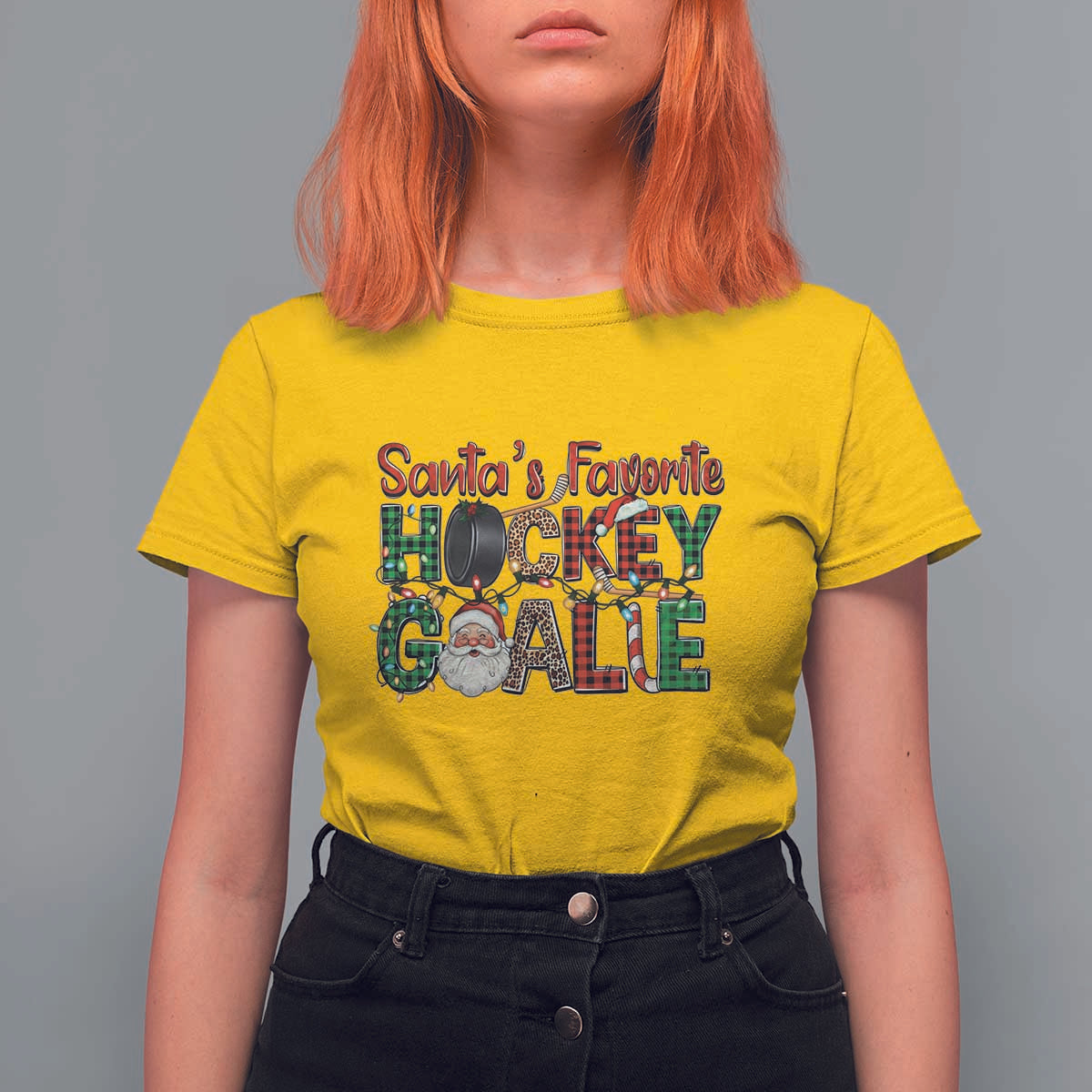 Santa Favorite Hockey Goalie T Shirt For Women Funny Christmas Gift - Wonder Print Shop