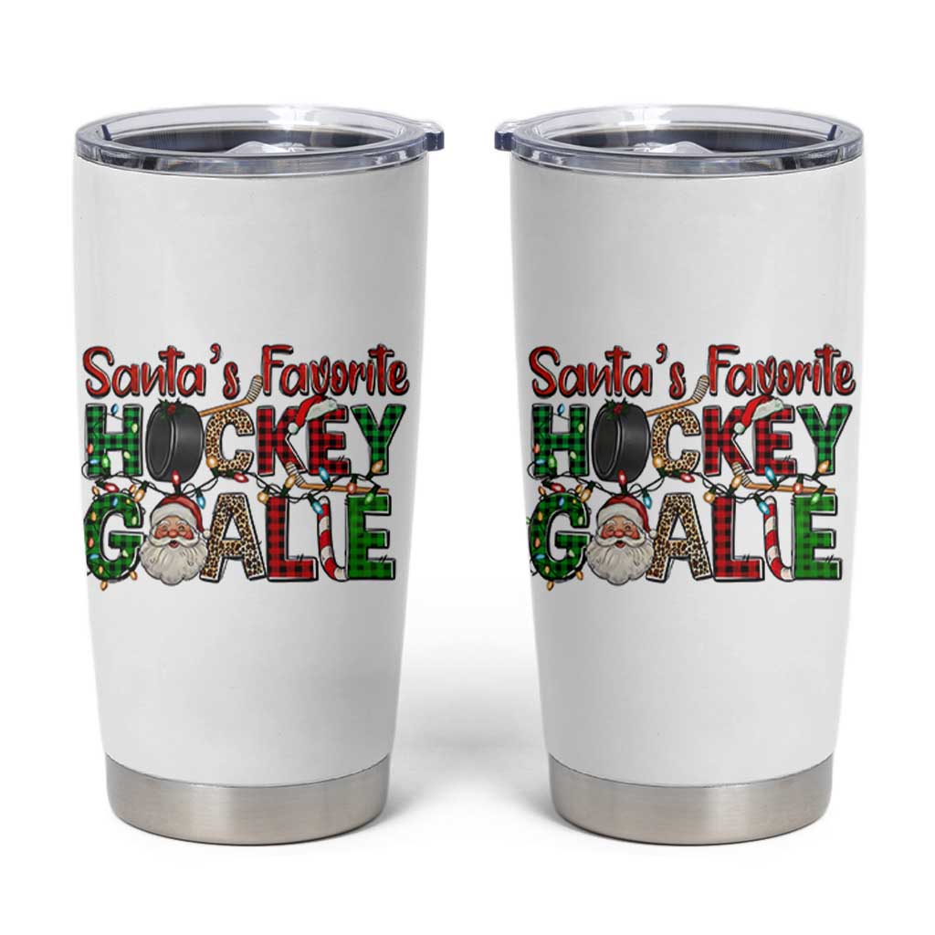 Santa Favorite Hockey Goalie Tumbler Cup Funny Christmas Gift - Wonder Print Shop