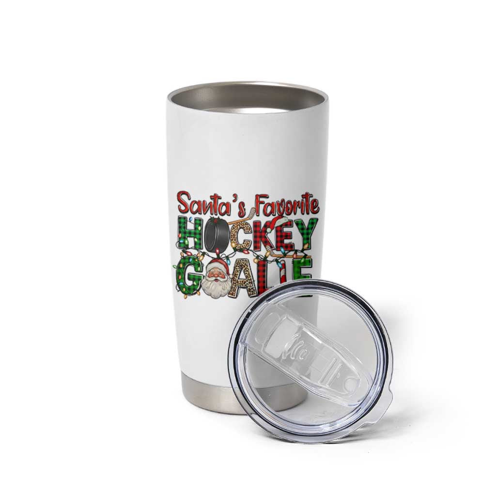 Santa Favorite Hockey Goalie Tumbler Cup Funny Christmas Gift - Wonder Print Shop