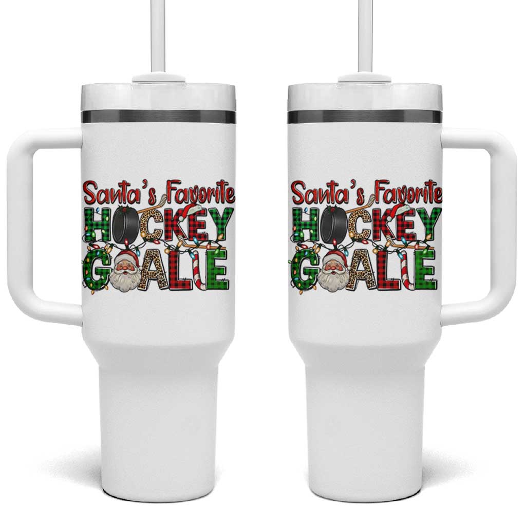 Santa Favorite Hockey Goalie Tumbler With Handle Funny Christmas Gift - Wonder Print Shop