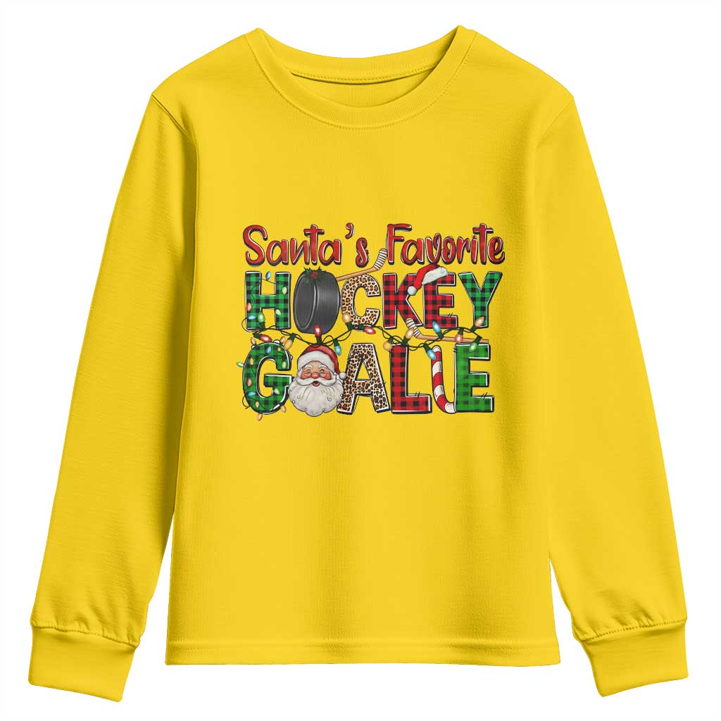 Santa Favorite Hockey Goalie Youth Sweatshirt Funny Christmas Gift - Wonder Print Shop