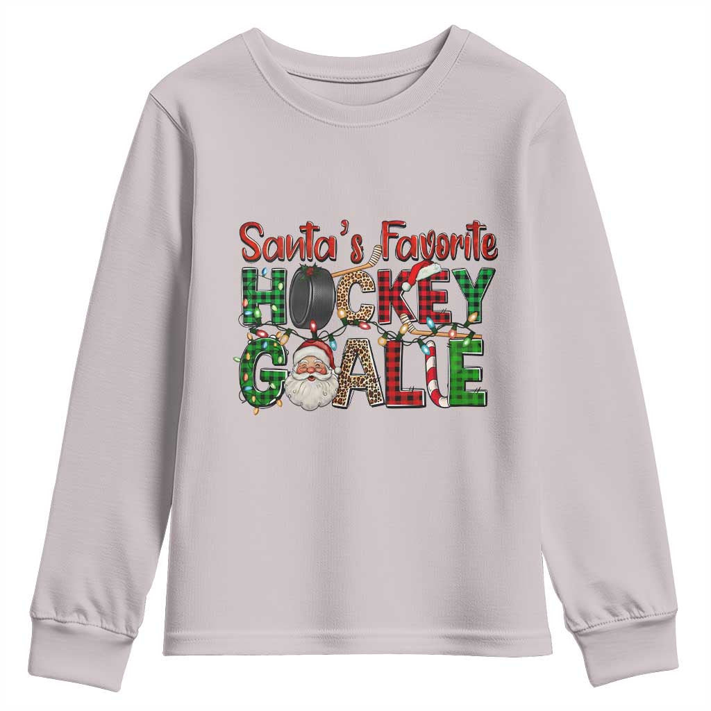 Santa Favorite Hockey Goalie Youth Sweatshirt Funny Christmas Gift - Wonder Print Shop